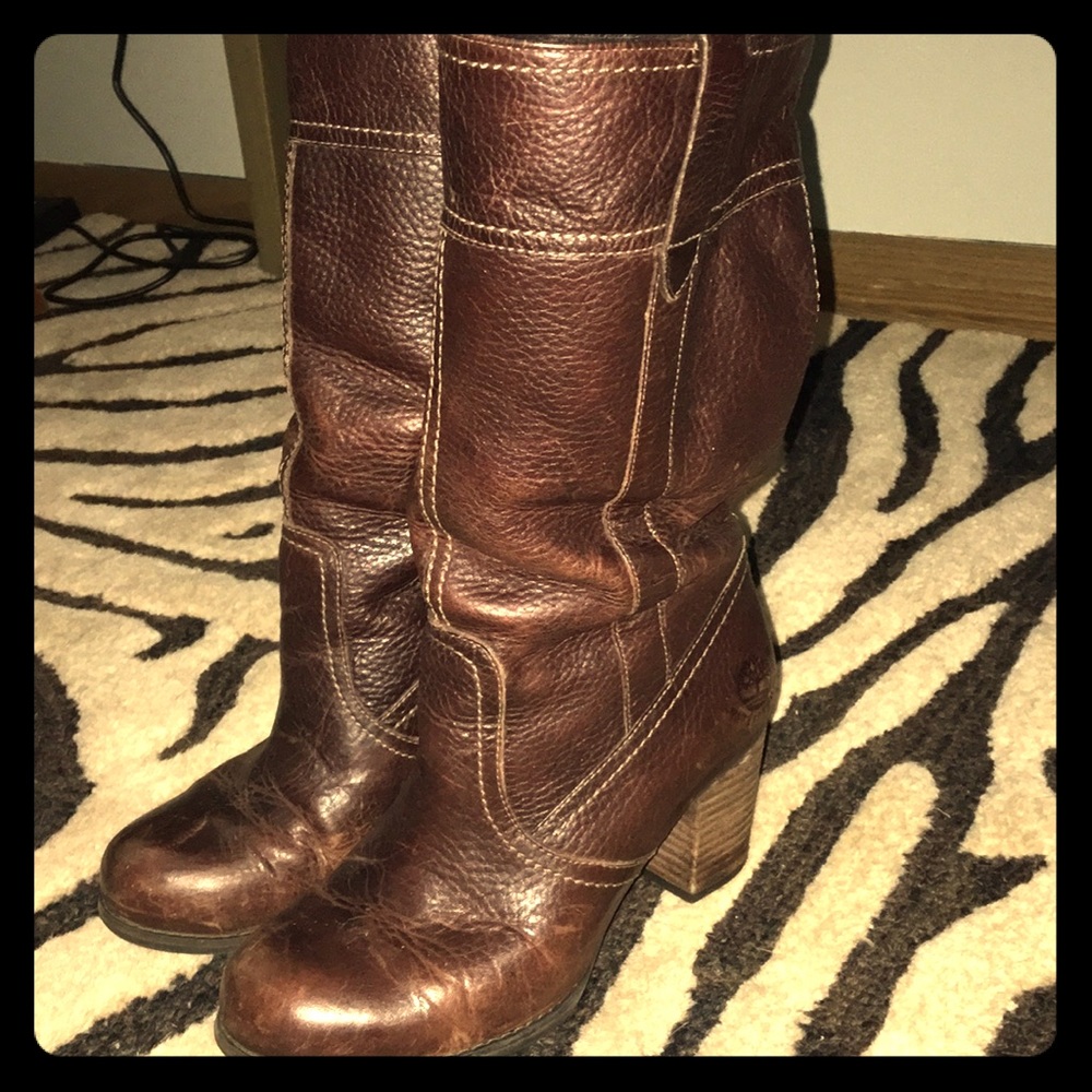 Timberland slouchy leather boots. So comfortable!